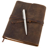 1 x RAW Customer Returns Moonster Refillable Leather Diary for Adults - Gift Set with Luxury Pen Handmade Leather Bound Notebook A5 - Perfect Leather Notebook for Travel and Writing on the Go - RRP €29.95