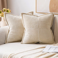 1 x RAW Customer Returns MIULEE Set of 2 Corduroy Cushion Covers Velvet Cushion Soft Throw Pillow Decorative Pillowcase Modern Cushion Cover Sofa Cushion Decorative Pillow Couch Cushion for Living Room Bedroom Cream 45 x 45 cm - RRP €19.66