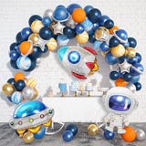 1 x RAW Customer Returns 112 Pcs Space Blue Balloons Garland Kit Children s Birthday Space Balloons Decoration, Space Party Decoration UFO Astronaut Rocket Foil Balloon Navy Blue Orange Balloons for Children Boy Girl - RRP €18.99