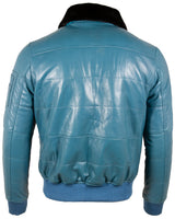 1 x RAW Customer Returns Aviatrix Men s Genuine Leather Pilot Aviator Jacket ZADV - Denim Blue - RRP €127.86