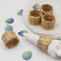 1 x Brand New 6 pieces napkin rings rattan, handmade napkin rings, rustic napkin rings, woven napkin rings set, napkin rings for table decoration, wedding, party, everyday use - RRP €20.4