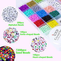 16 x Brand New Pack of 12,000 3 mm DIY Bracelet Letter Beads Alphabet Mini Glass Beads Bracelet Beads for Crafts Colorful with Rope Jump Ring for Children Adults Jewelery Making Craft Projects Necklaces Style 2  - RRP €268.8