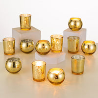 1 x RAW Customer Returns Romadedi Candlestick Gold Tealight Holder Table Decoration - Set of 24 Glass Candle Holders Mercury Tealights Votive Candles for Wedding Table Living Room Christmas Decoration Advent Wreath - RRP €42.99