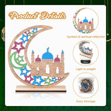 1 x Brand New Threan 4 Pieces Wooden Eid Mubarak Table Decorations Eid Mubarak Table Ornament Star Moon Ramadan Table Plate Table Ornament for Muslim Party Islamic Festival Castle  - RRP €19.2