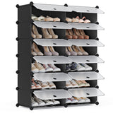 1 x RAW Customer Returns SONGMICS Plastic Shoe Rack, Shelving System, Modular Shelving, Storage Rack, Wardrobe, Shoe Storage, Metal Wire, 83 x 31 x 105 cm, Black LPC26HV1 - RRP €41.24