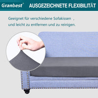 1 x RAW Customer Returns Granbest Premium Waterproof Sofa Seat Cushion Cover, High Stretch Jacquard Seat Cushion Protector Sofa Seat Cover for Couch 3 Seater, Light Grey  - RRP €24.13