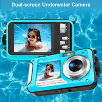 1 x RAW Customer Returns Digital Camera, YISENCE Underwater Camera UHD 4K 56MP Autofocus Digital Camera Waterproof with a 32GB Card Selfie Double Screens Waterproof Camera for Snorkeling - RRP €109.99