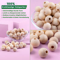 10 x Brand New Wiz n Wick wooden balls with hole 20mm 100 pieces with 10m long jute cord - an additional bead threader supplied and sorting box - wooden beads for threading perfect for crafting - RRP €111.5