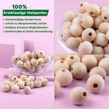 10 x Brand New Wiz n Wick wooden balls with hole 20mm 100 pieces with 10m long jute cord - an additional bead threader supplied and sorting box - wooden beads for threading perfect for crafting - RRP €111.5