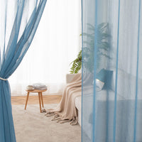 1 x RAW Customer Returns MIULEE Set of 2 Sheer Voile Curtains with Eyelets Transparent Curtain Made of Polyester Eyelet Curtain Transparent Living Room Airy Decorative Curtain for Bedroom 140 X 245 cm W x H Grommet Top, Dusty Blue - RRP €25.28