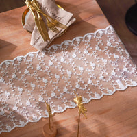 1 x Brand New ARTABLE Lace Rose Rectangle Table Flag Tablecloth Pastoral Retro Exquisite Dining Table Coffee Table Fireplace Cabinet Dresser Wedding Holiday White-5, 32 x 90 cm  - RRP €20.4