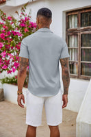 1 x RAW Customer Returns COOFANDY short sleeve shirt men s shirts short sleeve summer business shirt beach shirt plain casual shirt short sleeve shirt men s shirt basic shirt for men light blue XL - RRP €24.99