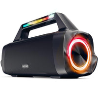 1 x RAW Customer Returns AKONE Bluetooth Speaker, 80W Peak Music Box Bluetooth Large Bass Boost with LED Light, Rolling Stereo Sound Soundbox, 20h Battery, IP67 Outdoor Speaker Boombox for Parties, Beach, Camping - RRP €79.99