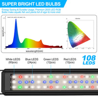 1 x RAW Customer Returns Aquarium LED lighting, full spectrum top light aquarium lamp with timer, 10 brightness levels dimmable, adjustable timer 6 10 12 hours, SPL-80 - RRP €39.31