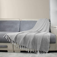 1 x RAW Customer Returns Wild Dove Grey Woven Rustic Throw Blanket Country Style Cotton Luxurious Quality Throw for Sofa Couch Bed Perfect for Indoor and Outdoor Use 50 x 60  - RRP €18.73