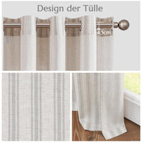 1 x RAW Customer Returns TOPICK Linen Striped Curtains Gray Stripe Curtains with Eyelets Ticking Stripe Pattern Linen Look Curtains Light Filtering for Living Room Pinstripe Curtain Opaque 2 Pieces 130x145cm - RRP €44.36