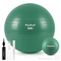 1 x RAW Customer Returns PhysKcal 65cm Exercise Ball Green 23cm Thick Pilates Ball Set Anti-Burst Anti-Slip Balance Ball Yoga Ball for Home Gym Office - RRP €30.0