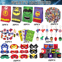 1 x RAW Customer Returns YIIHMEI Superhero Party Favor Bags Gifts, 114 gift bags fillers with mask, stickers, etc. candy bags party favor mix perfect for game prizes, children s birthday gifts - RRP €27.99