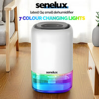 1 x RAW Customer Returns Senelux Electric Dehumidifier for Home with 7 Colorful Lights, Portable Small Dehumidifier, Auto Shut Off for Drying Clothes, Bedroom, Mold, Wardrobe, - RRP €43.99