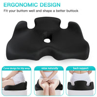 1 x RAW Customer Returns Benazcap Office Chair Memory Seat Cushion Sciatica Back Pain Memory Foam Sturdy Coccyx Cushion for Car Wheelchair Gaming Chair Office Chair Black  - RRP €48.4