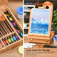 1 x RAW Customer Returns Shuttle Art 65-piece professional painting case with table easel, 30 acrylic paint set, canvas, brush, palette, sponge, complete accessories, painting set suitable for children and adults - RRP €74.63