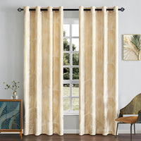 1 x RAW Customer Returns MIULEE Curtains Velvet with Gold Foil Leaves Pattern, 2 Pieces Cream Velvet Curtains with Eyelets, Each 145 cm High, Super Soft Velvet Curtain Opaque for Decoration Living Room Bedroom, Beautiful Velvet Curtain - RRP €30.74