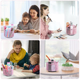 1 x RAW Customer Returns POPRUN children s pencil holder, desk organizer, rotating pencil case made of metal wire suitable for school and office pink  - RRP €22.27