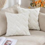 1 x RAW Customer Returns MIULEE Set of 2 Wool Cushion Covers Sofa Cushion Decorative Cushion Wave Polyster Cushion Covers Couch Cushion Soft Cushion Cover Decorative Cushion Cover Hidden Zip Living Room 40 x 40 cm Cream White - RRP €16.13