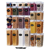 1 x RAW Customer Returns Lifewit storage containers 24 set, airtight storage containers with universal lid, storage box kitchen organizer with labels for grains, flour, sugar, muesli, pantry, BPA-free - RRP €47.59