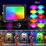 1 x RAW Customer Returns CLY RGB LED spotlights, 2 pieces 42W RGB spotlights, color changing floodlights with Bluetooth APP and remote control, dimmable 16 million colors and 20 modes, music synchronization for garden tree spotlights - RRP €44.36