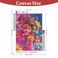 6 x Brand New DAERLE Diamond Painting Mario, 5D Diamond Painting Pictures Cartoon Set Adults Children, DIY Full Diamond Painting by Numbers for Living Room Bedroom Office Wall Decoration 30 x 40 cm - RRP €65.88