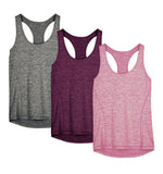 1 x RAW Customer Returns icyzone women s sports top yoga tank top racerback top running fitness functional shirt, 3-pack M, charcoal red bud pink  - RRP €25.56