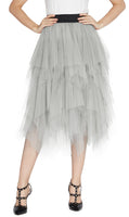 1 x RAW Customer Returns Women s Elastic Waistband Tutu Princess Tulle Underskirt Pettiskirt M, Light Grey  - RRP €27.2