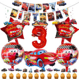 12 x Brand New VAVICRAP Pack of 52 Cars Balloons Birthday 3 Birthday Balloon Birthday Children Happy Birthday Banner Cupcake Toppers Cars Birthday Decoration Set for Birthday Parties Themes - RRP €96.6