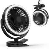 1 x RAW Customer Returns 10000mAh Rechargeable Portable Fan with LED Lantern, 20.3cm Battery Powered USB Fan, Clip-on Fan, Strong Airflow, 360 Swivel, Stable Clamp, Tent, Office - RRP €20.16