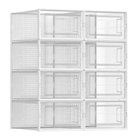 1 x RAW Customer Returns SONGMICS Shoe Boxes, Pack of 8 Shoe Containers, Foldable and Stackable Shoe Organizers, Up to Size 44, Transparent and White LSP08SWT - RRP €33.68