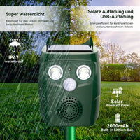 1 x RAW Customer Returns Cat deterrent for garden, cat deterrent ultrasound with motion detector, 3 ultrasonic modes and flash can automatically repeller, cat repellent, marten deterrent, dog deterrent, weatherproof, solar - RRP €43.36