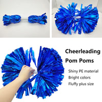 1 x RAW Customer Returns Niuhong 2 Pcs Metal Foil Cheerleading Pom Poms Dancing Games Double Pompoms With Handles Metallic Cheerleader Pompoms Kids Team Hand Flowers Dance Party Sports Competition Adult Cheer Ball Blue  - RRP €15.82