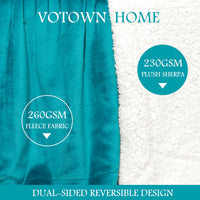 1 x Brand New VOTOWN HOME Cuddly Blanket Fluffy XXL Blanket 220x240 cm, thick and warm Sherpa Blanket, OEKO-TEX certified soft fleece blanket for sofa bed, turquoise - RRP €31.15