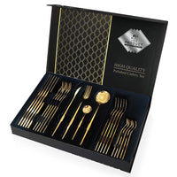 1 x RAW Customer Returns Wivico 24-piece cutlery set gold, cutlery set for 6 people, tableware set, cutlery set, 18 10 table cutlery, dining cutlery, tablespoon, teaspoon, knife fork spoon dessert spoon dessert fork, dishwasher safe - RRP €19.82