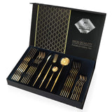 1 x RAW Customer Returns Wivico 24-piece cutlery set gold, cutlery set for 6 people, tableware set, cutlery set, 18 10 table cutlery, dining cutlery, tablespoon, teaspoon, knife fork spoon dessert spoon dessert fork, dishwasher safe - RRP €19.82