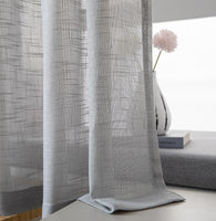 1 x RAW Customer Returns NSXIN set of 2 window curtains, semi-transparent bistro curtains, white window curtains, half kitchen curtains, window scarf for small windows, kitchen, living room, country house grey, W 90 x H 90 cm  - RRP €15.99