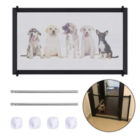 1 x RAW Customer Returns Magic Gate for Dogs, Portable Dog Door Guard Pet Safety Gate with 4 Hooks and 2 Stainless Steel Support Bars for Dogs Black 110 72cm - RRP €14.71