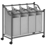 1 x RAW Customer Returns SONGMICS Laundry Cart, Laundry Basket with 4 Removable Bags, Laundry Trolley, Bedroom, Bathroom, 4 x 35 L, Dove Gray LSF005GS - RRP €40.33