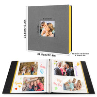 1 x RAW Customer Returns Benjia Photo Album Self-Adhesive Glue, XXL Large Linen White Pages Photo Album Self-Design with Sticker Metallic Pen for 9x13 10x15 13x18 a4 a5 a6 Large 40 Sheets 80 Pages, Gray  - RRP €27.53