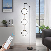 2 x Brand New Foaono modern floor lamp to match living room decor - Contemporary curved floor lamp with 3 circular pendulums - Arched pole over the sofa - Eclectic - Gold  - RRP €109.82