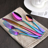 1 x RAW Customer Returns HOMQUEN 30 Piece Rainbow Color Cutlery Set, Stainless Steel Titanium Colorful Plated Dinnerware Set, Dinner Knife Fork Teaspoon Silverware Flatware Set, Service for 6 Colorful-30 Pieces  - RRP €36.98