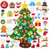 1 x RAW Customer Returns Lanpn Felt Christmas Tree 102cm plus Snowman, Montessori Christmas Tree for Children, Christmas Tree with Lights with 40 Pieces Velcro Hanging Decoration for Home, Door and Wall - RRP €21.47