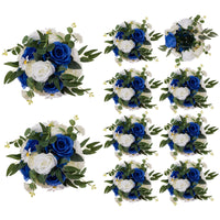 1 x Brand New BLOSMON artificial flowers bouquet flower balls table decoration wedding decoration 10 pieces royal blue white 24 cm artificial roses flower for wedding table decoration flower arrangement artificial for living room decoration - RRP €109.9