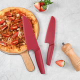 1 x RAW Customer Returns Nylon Knife, 2PCS Nylon Knife for Real Cooking and Cutting Pizza, Cake, Bread, Fruit, Vegetables Durable Nylon Kitchen Knife for Kids Red - RRP €9.02